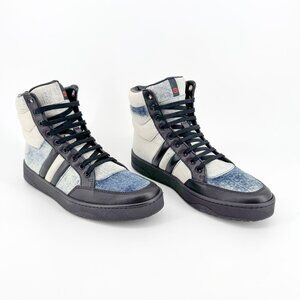 Gucci High Top Denim Sneakers EU 39 US 9 Blue Faded Distressed Retro Casual Shoe